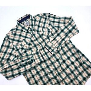 Moonshine Spirit Brad Paisley Mens Green Plaid Western Pearl Snap Shirt Large